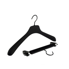 Custom LOGO OEM black plastic coat hanger plastic pants hanger set for clothing
